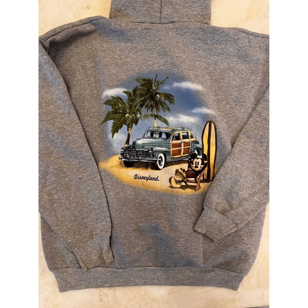 Vintage Disneyland Resort Mickey Mouse Beach Hoodie Gray XL Made in USA